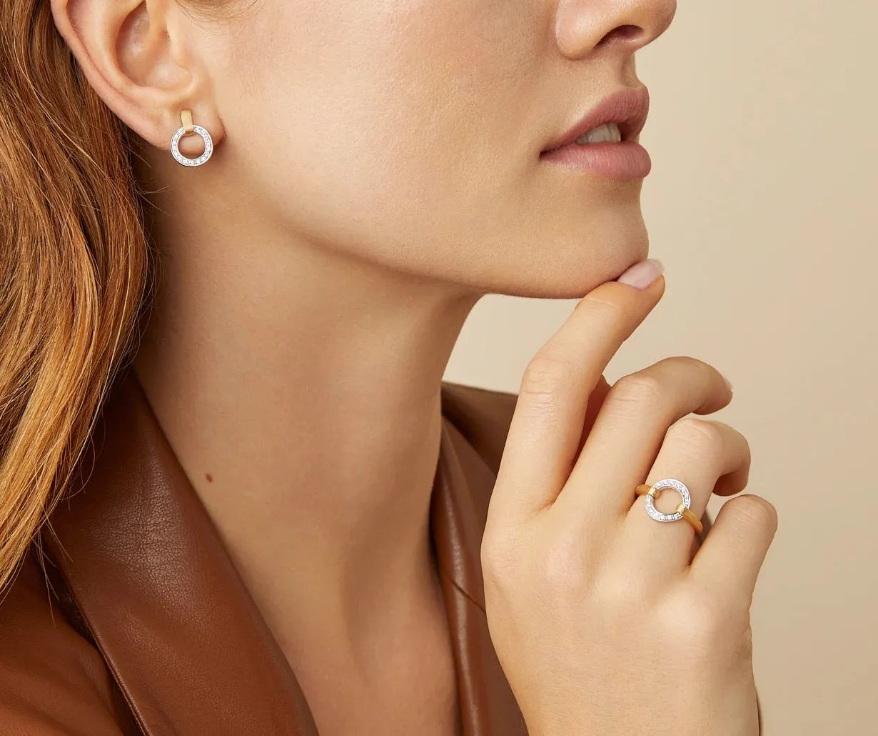 18K YELLOW & WHITE GOLD FLAT-LINK DIAMOND EARRINGS FROM THE JAIPUR LINK COLLECTION