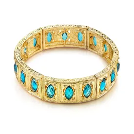 1928 Jewelry Aqua Blue Navette Stone Stretch Bracelet