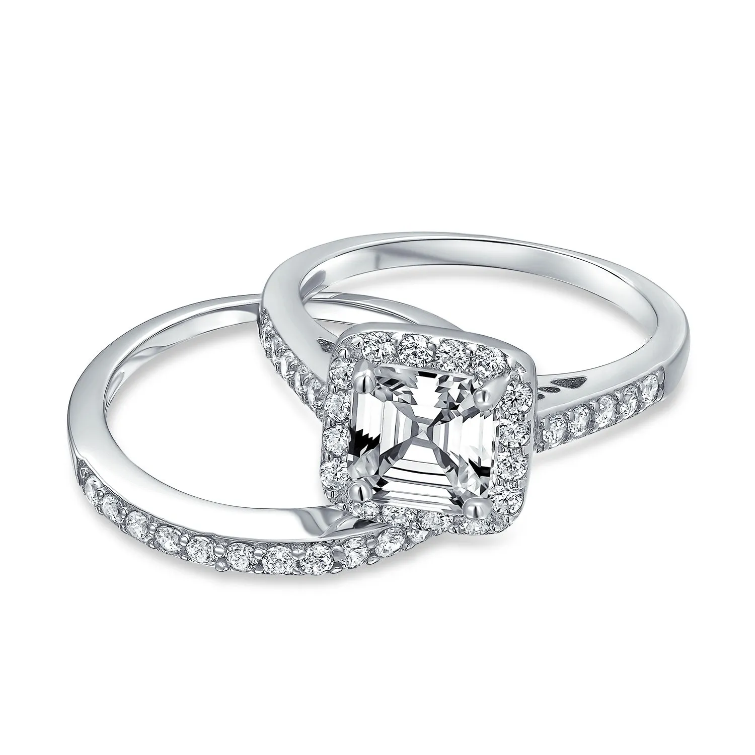 3-6CT AAA CZ Clear Yellow Halo Cushion Cut Engagement Ring Wedding Set