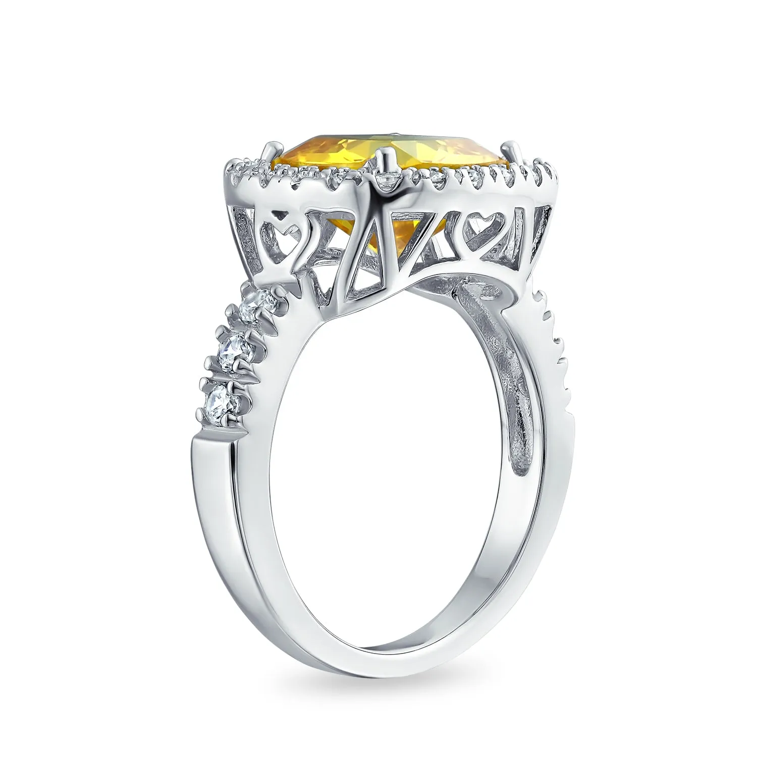 3-6CT AAA CZ Clear Yellow Halo Cushion Cut Engagement Ring Wedding Set