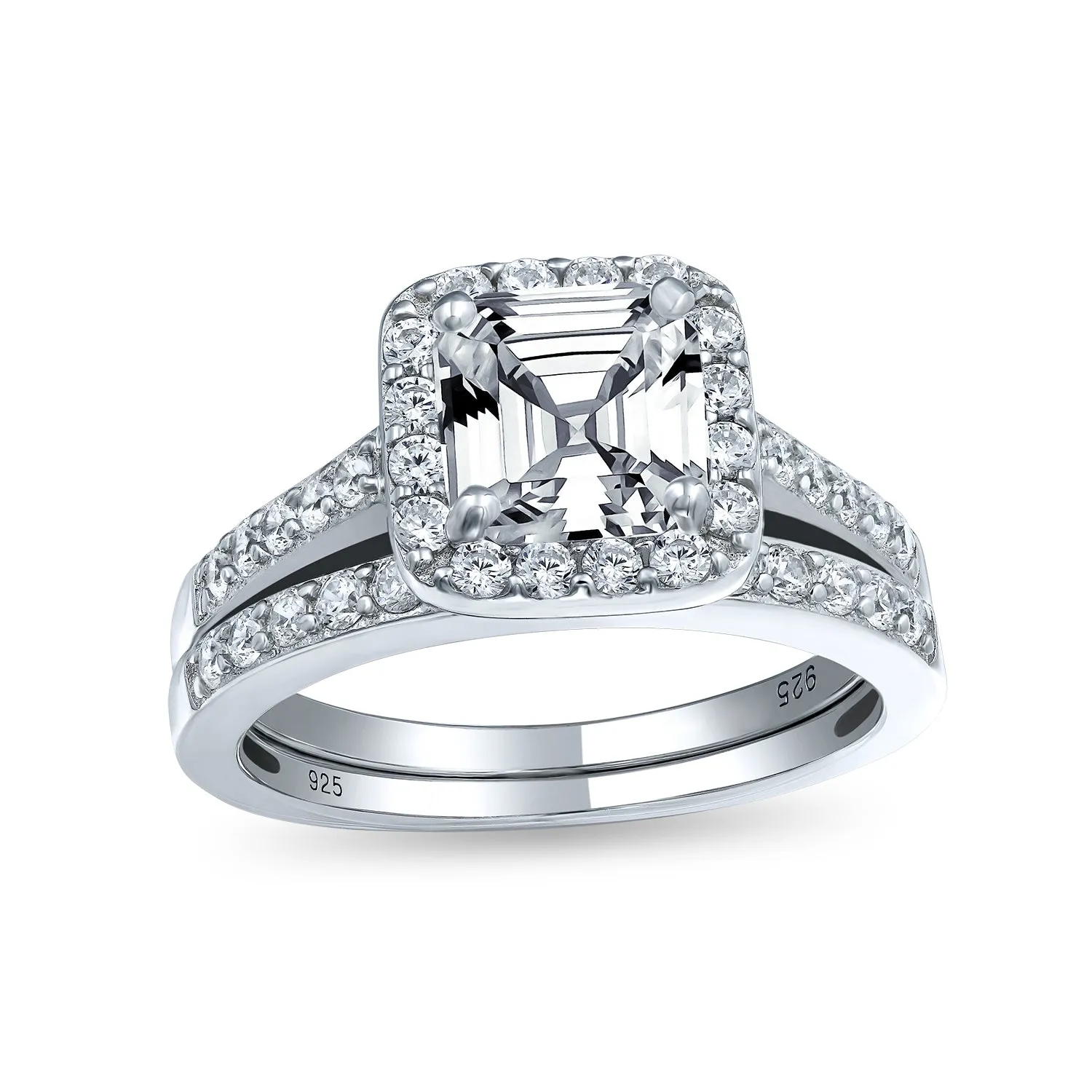3-6CT AAA CZ Clear Yellow Halo Cushion Cut Engagement Ring Wedding Set