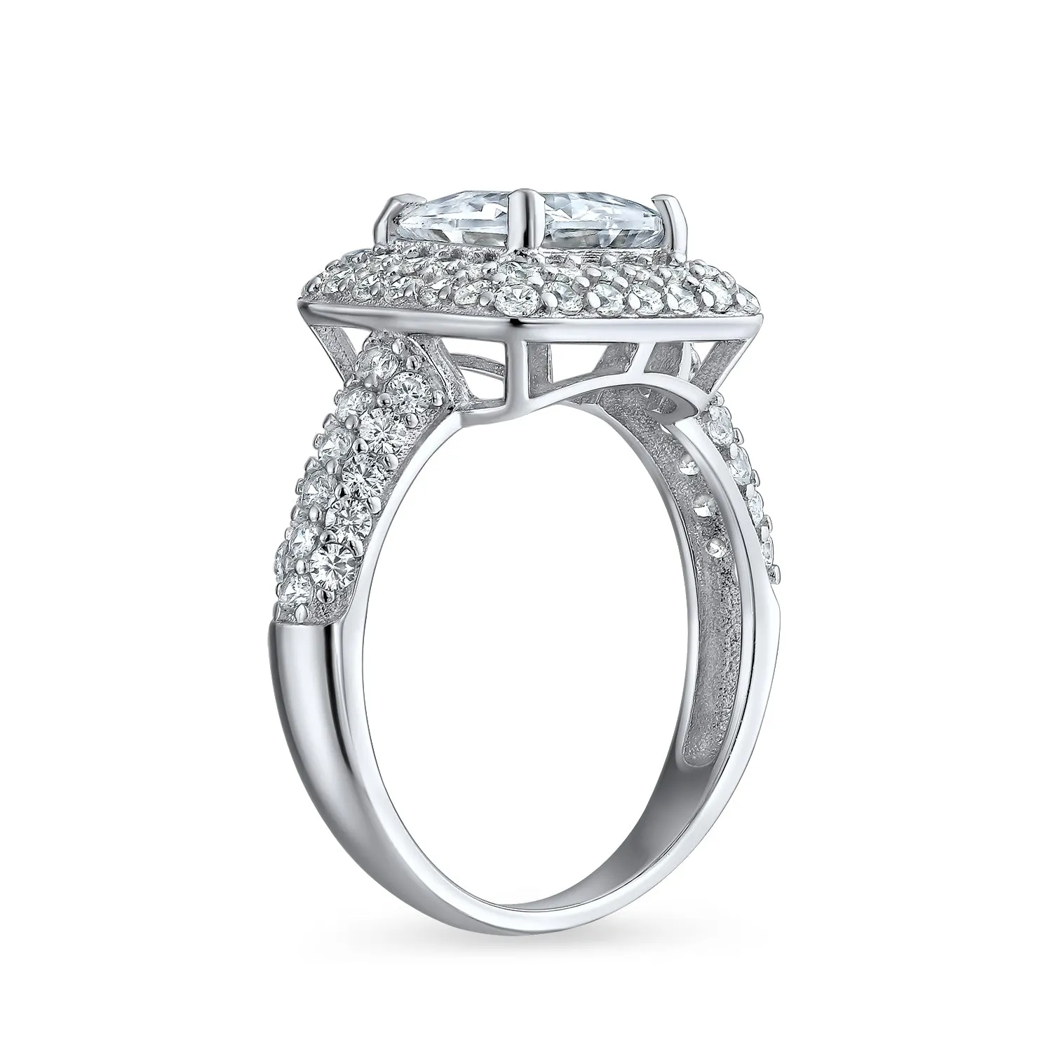 3-6CT AAA CZ Clear Yellow Halo Cushion Cut Engagement Ring Wedding Set