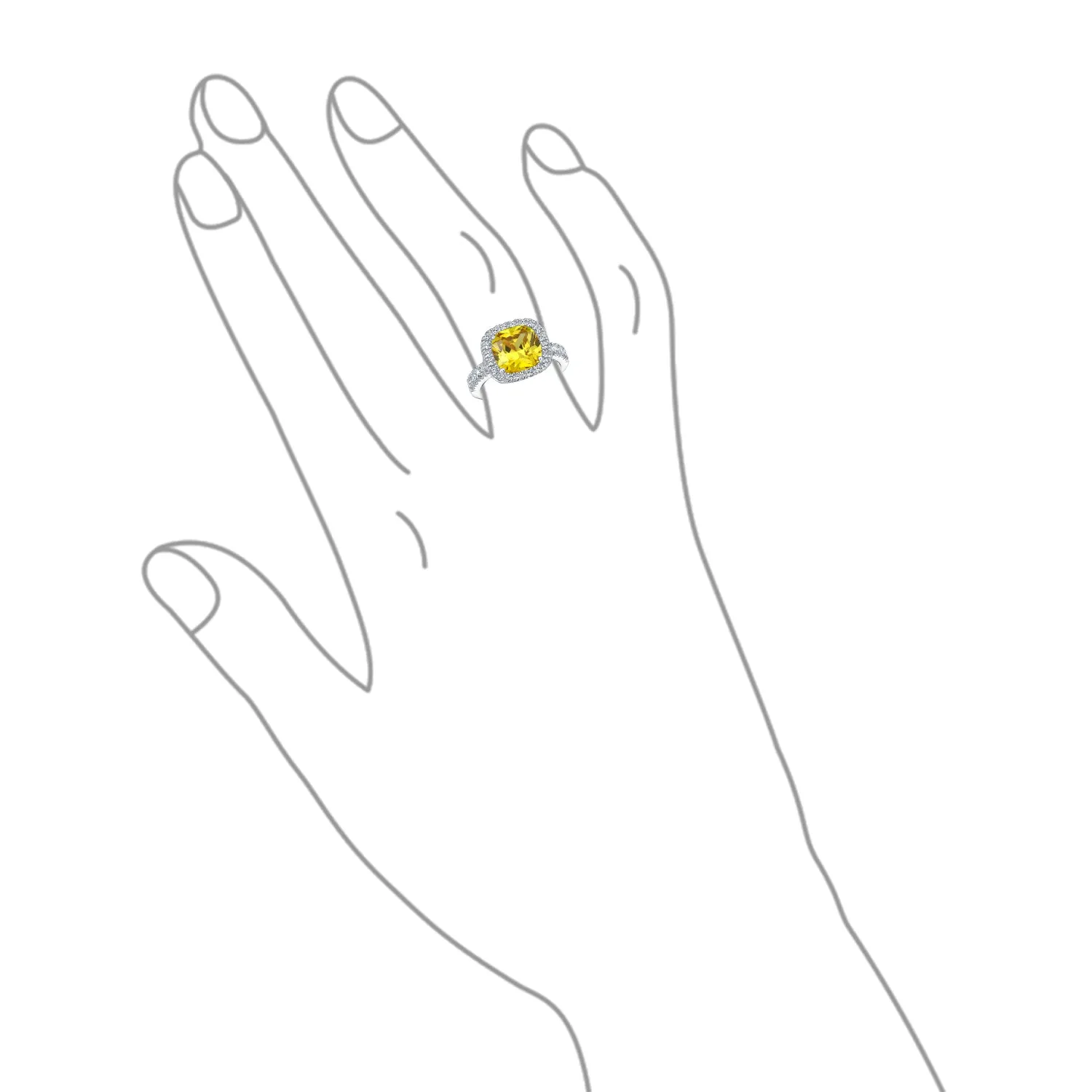 3-6CT AAA CZ Clear Yellow Halo Cushion Cut Engagement Ring Wedding Set