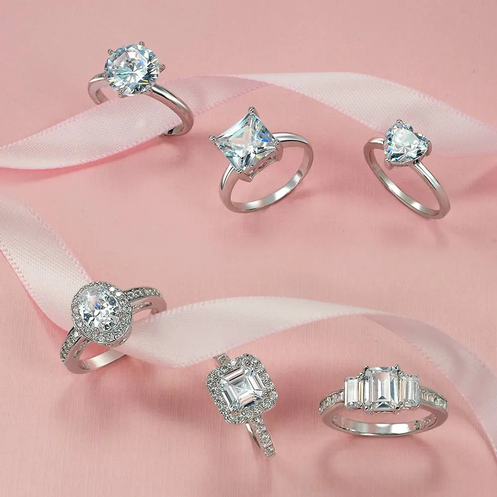 3-6CT AAA CZ Clear Yellow Halo Cushion Cut Engagement Ring Wedding Set