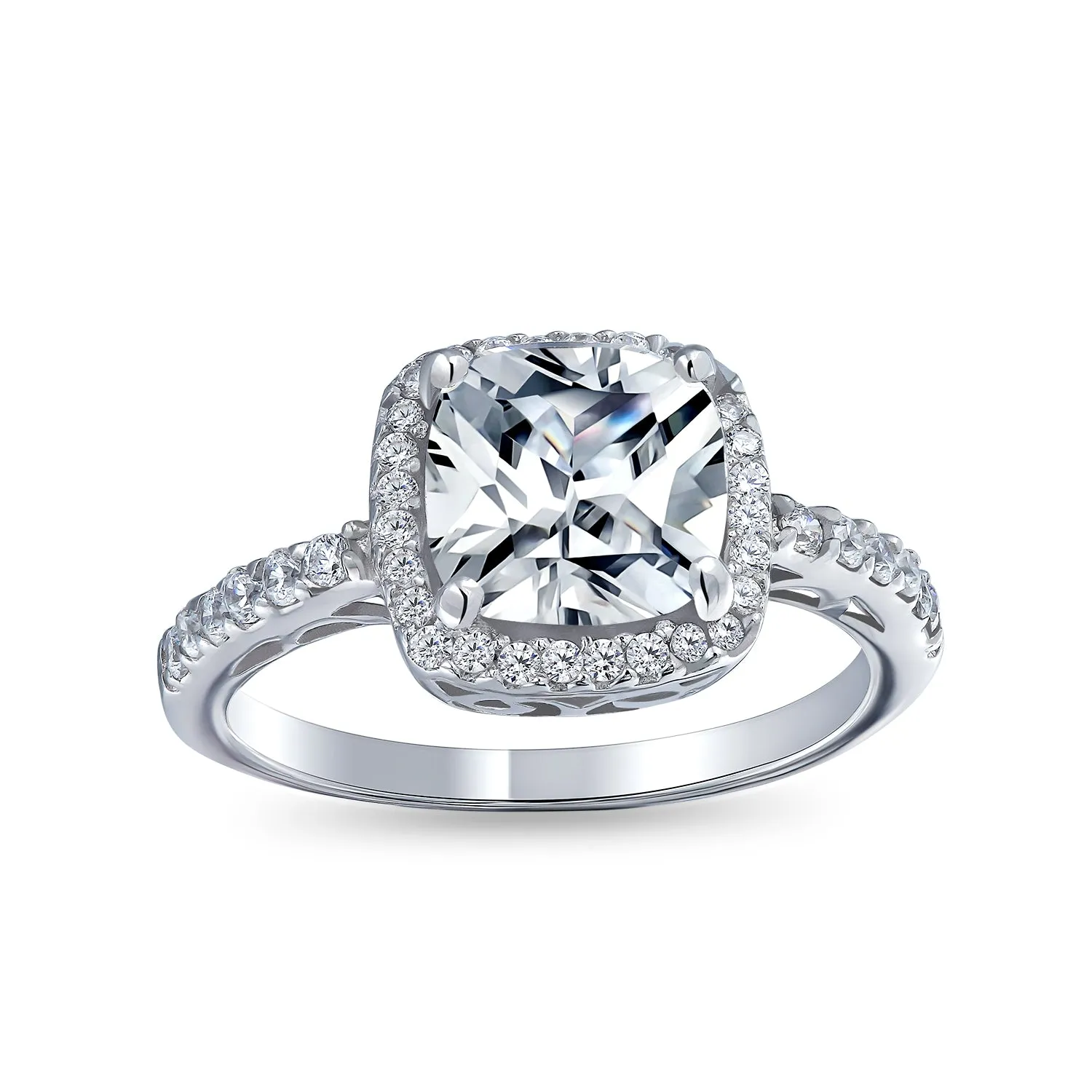3-6CT AAA CZ Clear Yellow Halo Cushion Cut Engagement Ring Wedding Set