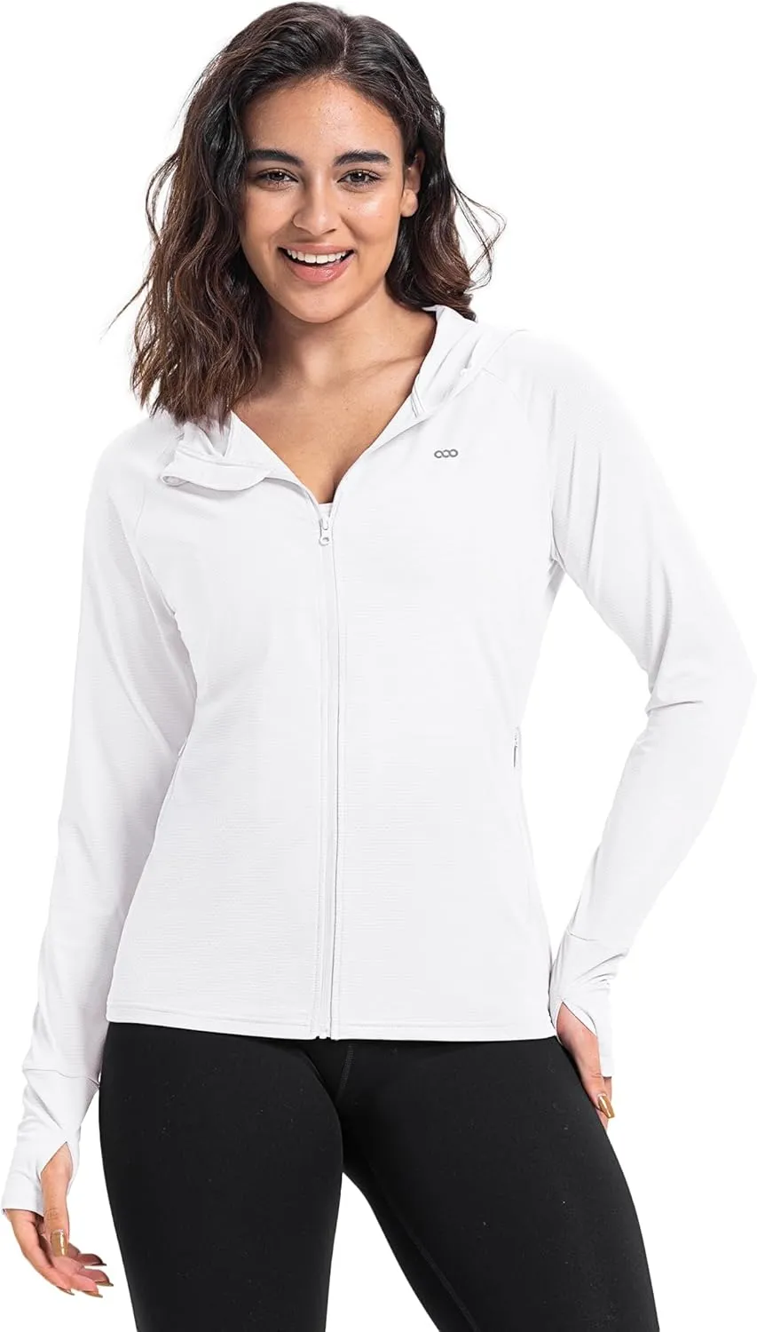 33,000ft Women's UPF 50  Sun Protection Jacket Lightweight Hoodie Zip Long Sleeve Athletic Shirt for Hiking Running