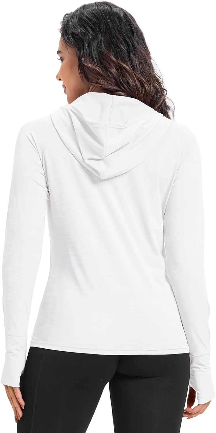33,000ft Women's UPF 50  Sun Protection Jacket Lightweight Hoodie Zip Long Sleeve Athletic Shirt for Hiking Running