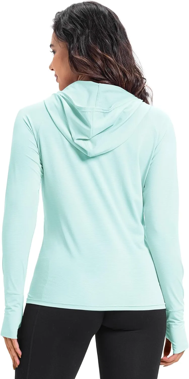 33,000ft Women's UPF 50  Sun Protection Jacket Lightweight Hoodie Zip Long Sleeve Athletic Shirt for Hiking Running
