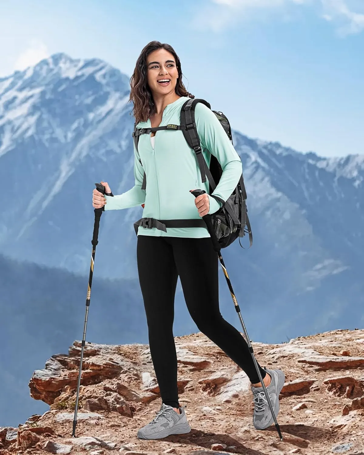 33,000ft Women's UPF 50  Sun Protection Jacket Lightweight Hoodie Zip Long Sleeve Athletic Shirt for Hiking Running