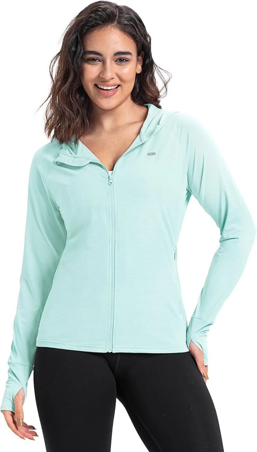 33,000ft Women's UPF 50  Sun Protection Jacket Lightweight Hoodie Zip Long Sleeve Athletic Shirt for Hiking Running
