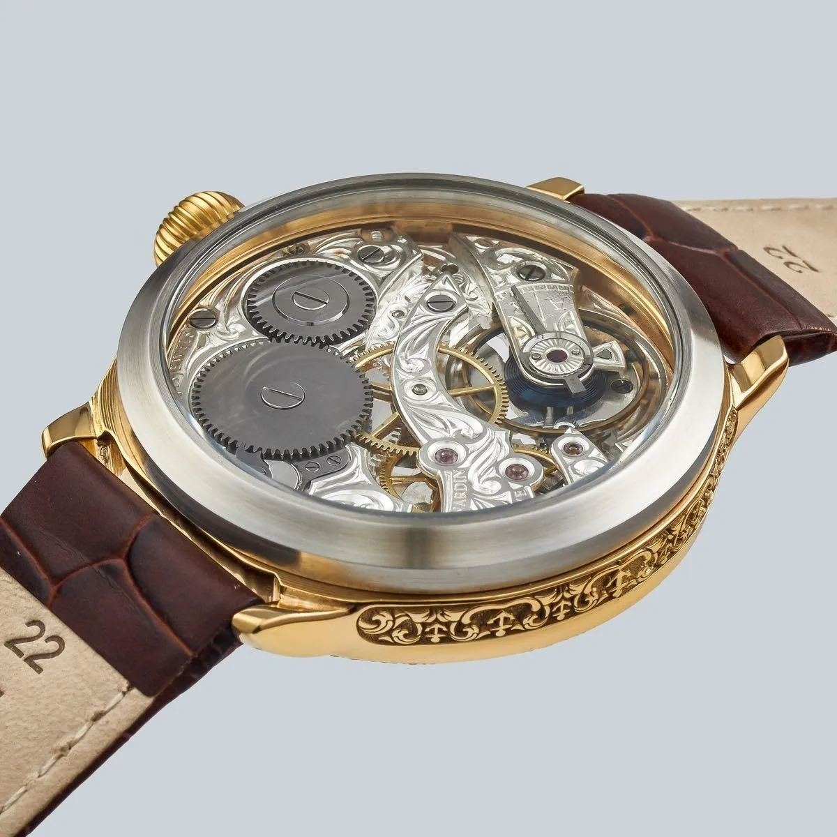 50mm silver dial leather band wristwatch with ULYSSE NARDIN pocket watch arranged