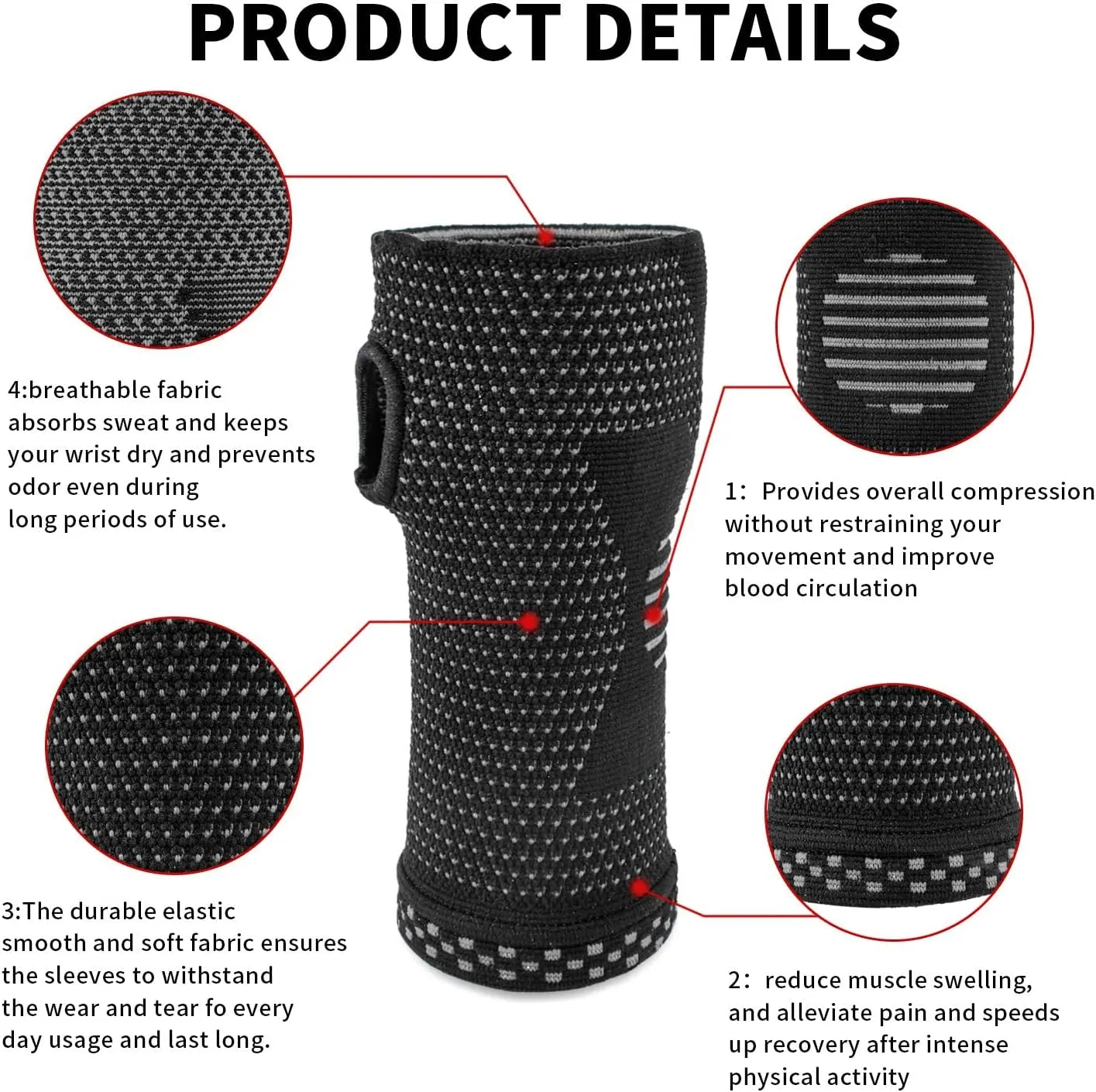 ABYON Wrist Compression Sleeves (Pair) for Carpal Tunnel and Pain Relief Treatment,Wrist Support for Women and Men.Breathable and Sweat-Absorbing carpal tunnel wrist brace