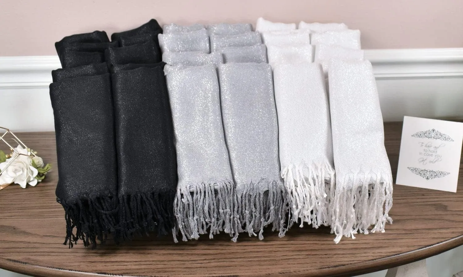 Achillea Sparkling Metallic Pashmina Shawl Wrap Scarf for Wedding Evening Dress