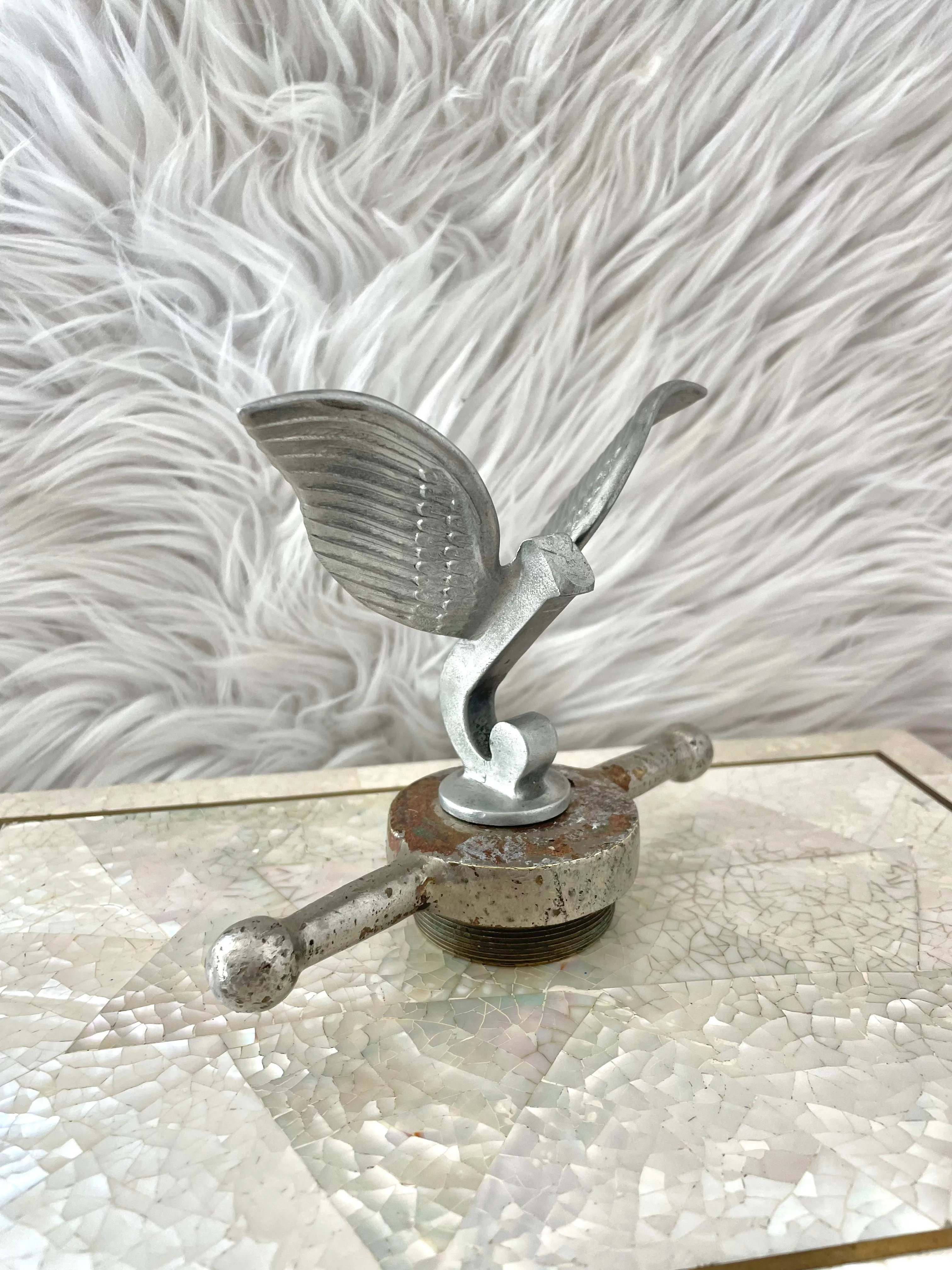 Antique Jewett Winged Flying J Hood Ornament Emblem Radiator Cap Automobilia