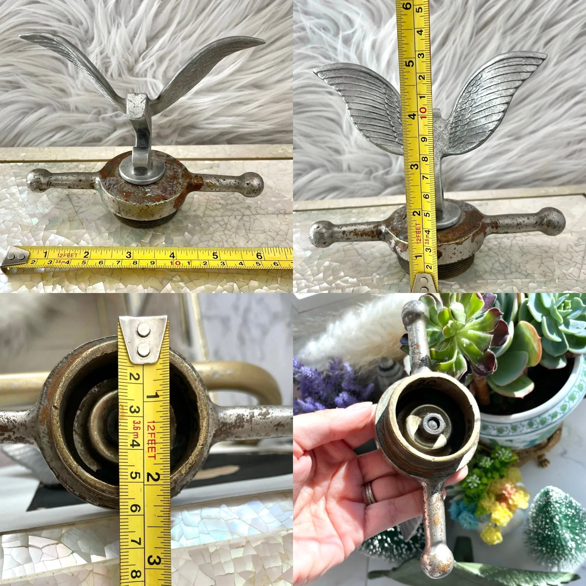Antique Jewett Winged Flying J Hood Ornament Emblem Radiator Cap Automobilia