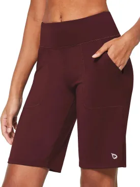 baleaf Women's Bermuda Long Shorts 10" Knee Length High Rise Athletic Shorts Pull On Workout Walking Golf Running Summer