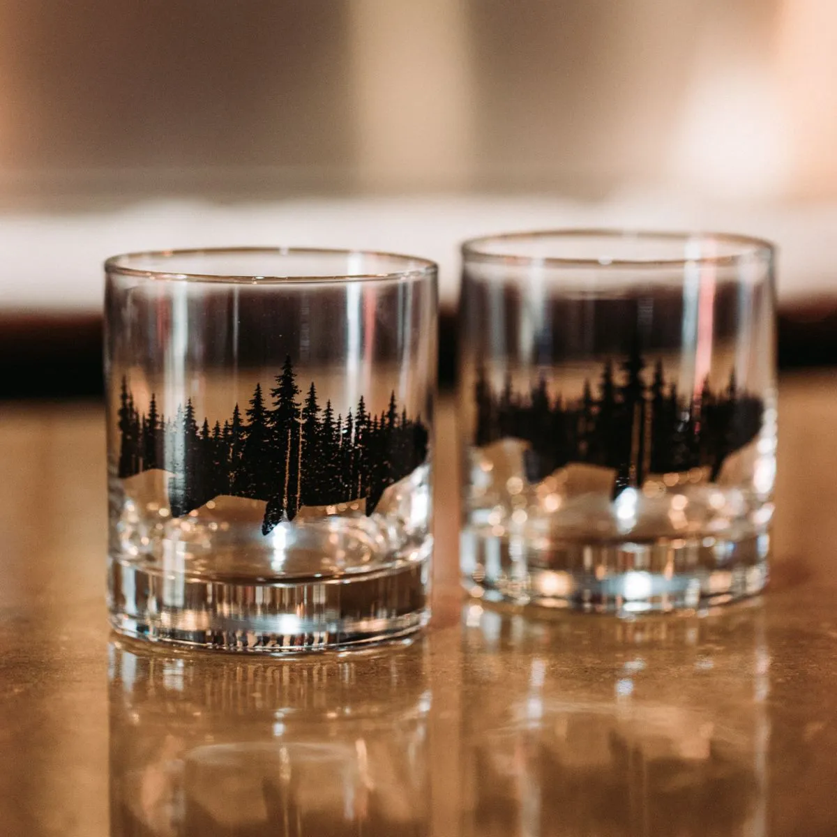 Black Lantern Whiskey Glass Set - Fish & Forest