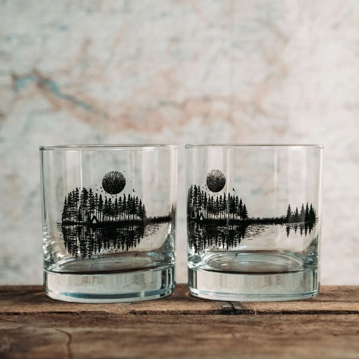 Black Lantern Whiskey Glass Set - Nature Guitar Rock