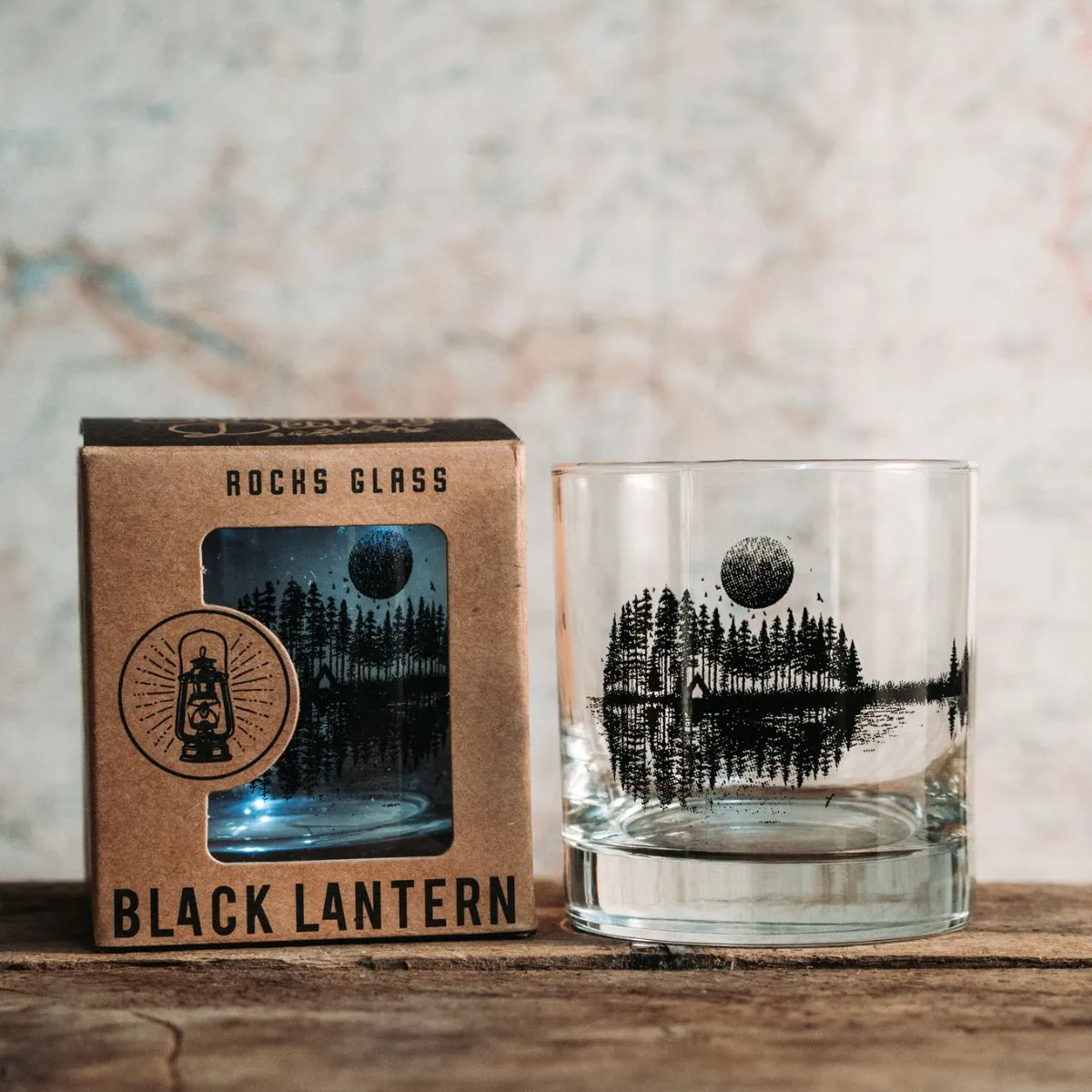 Black Lantern Whiskey Glass Set - Nature Guitar Rock