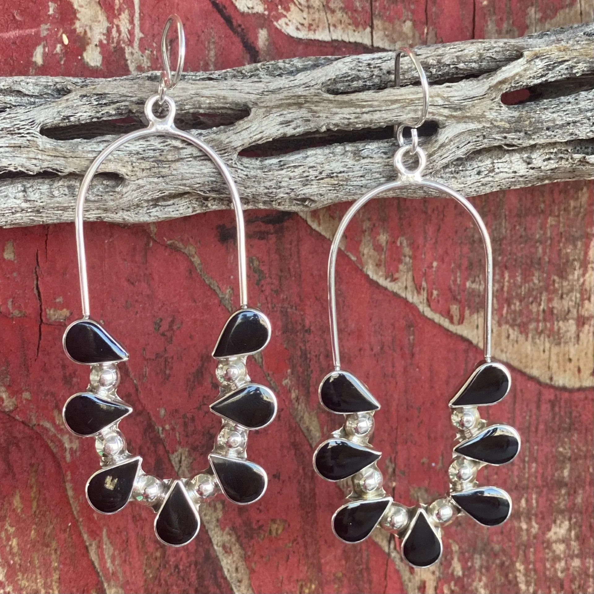 Black Onyx Dangle Earrings - T1443-OX