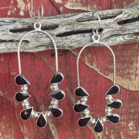 Black Onyx Dangle Earrings - T1443-OX