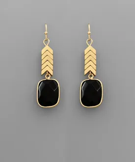 Black Quartz Gold Dangle
