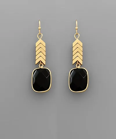 Black Quartz Gold Dangle