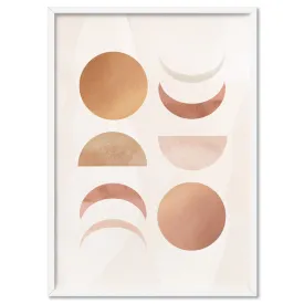 Boho Sun Moon Phases in Watercolour I - Art Print