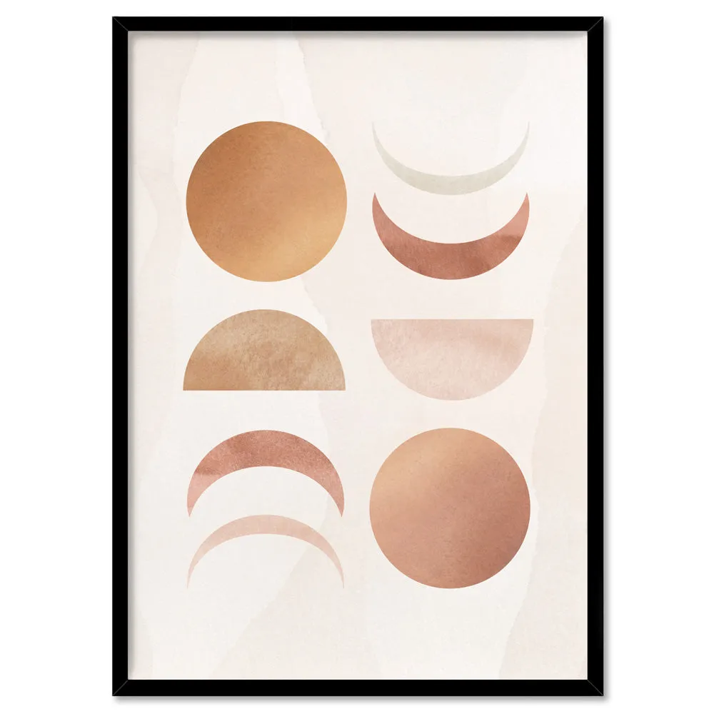 Boho Sun Moon Phases in Watercolour I - Art Print