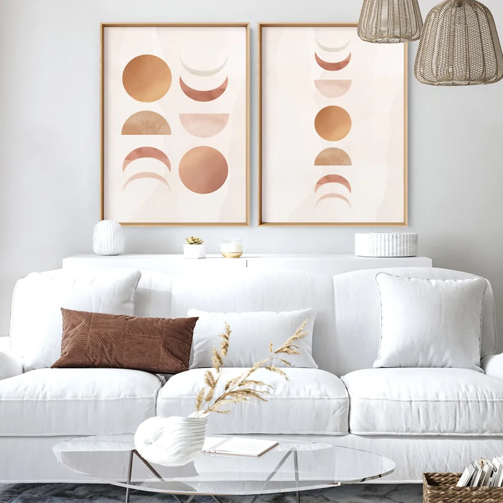Boho Sun Moon Phases in Watercolour I - Art Print