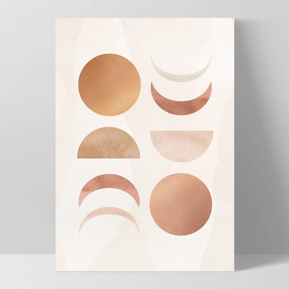 Boho Sun Moon Phases in Watercolour I - Art Print