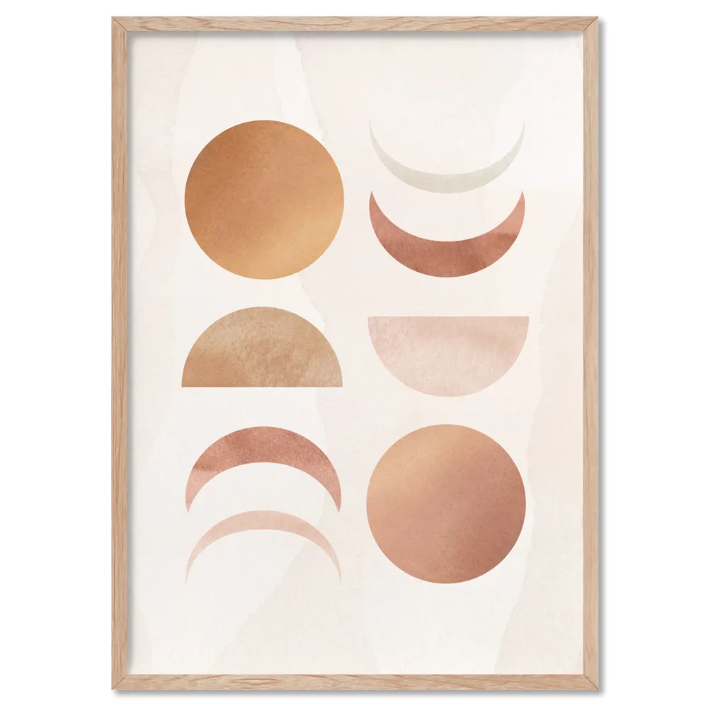Boho Sun Moon Phases in Watercolour I - Art Print