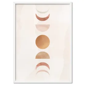 Boho Sun Moon Phases in Watercolour II - Art Print