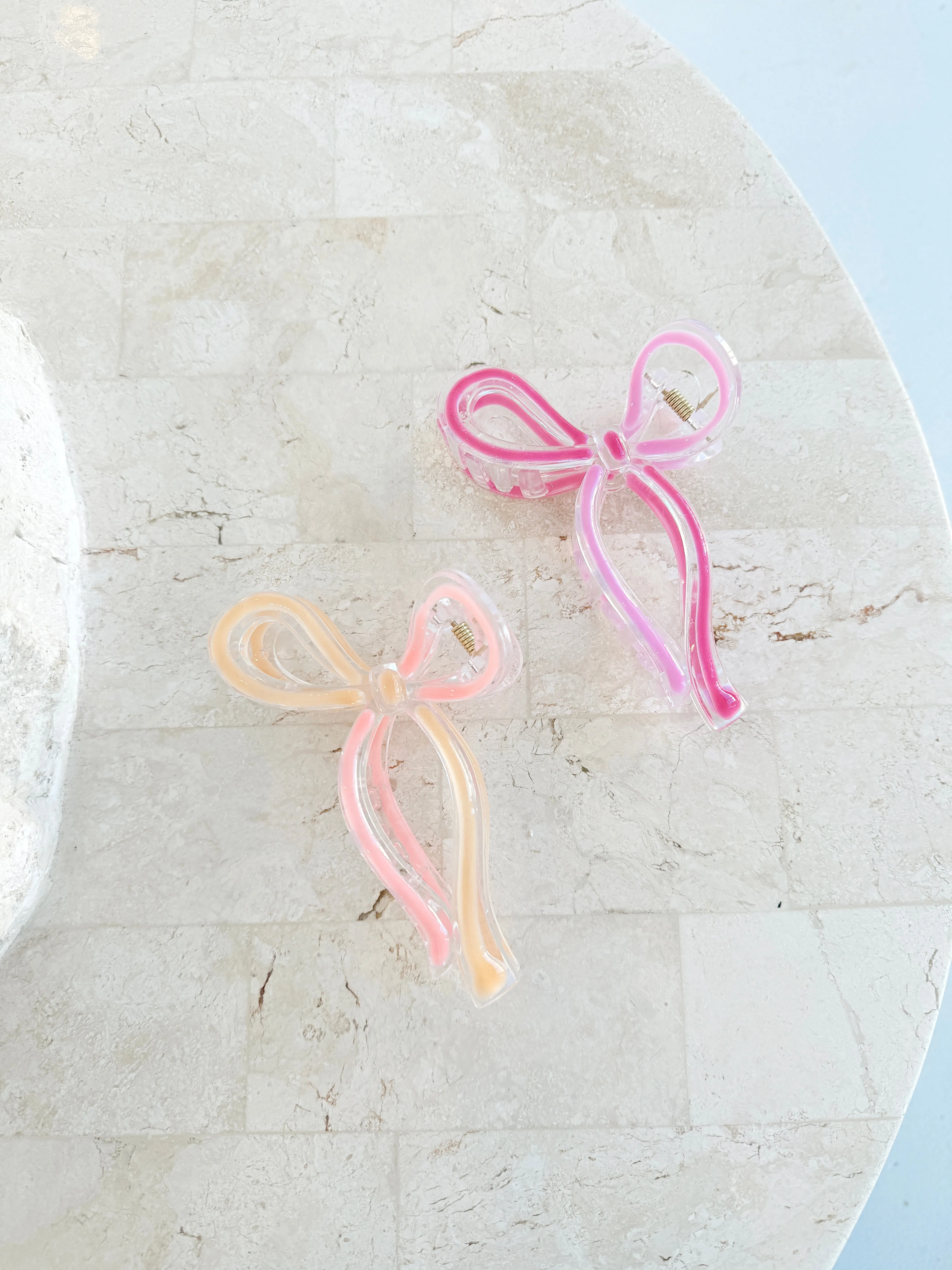 Bow Clip - Pink Two Tone Outline