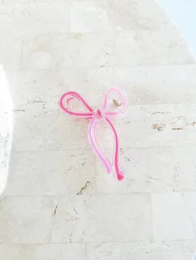 Bow Clip - Pink Two Tone Outline