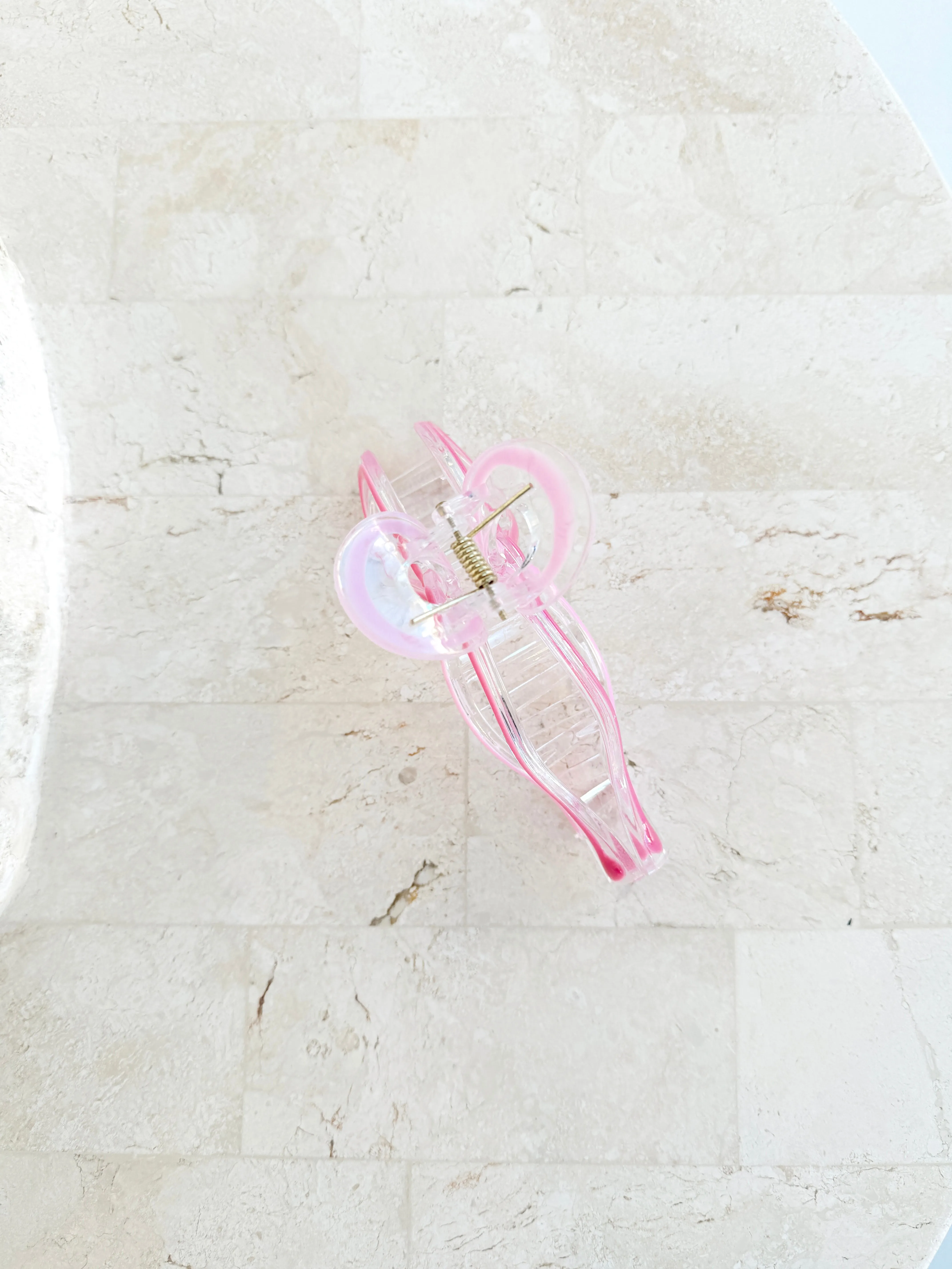 Bow Clip - Pink Two Tone Outline