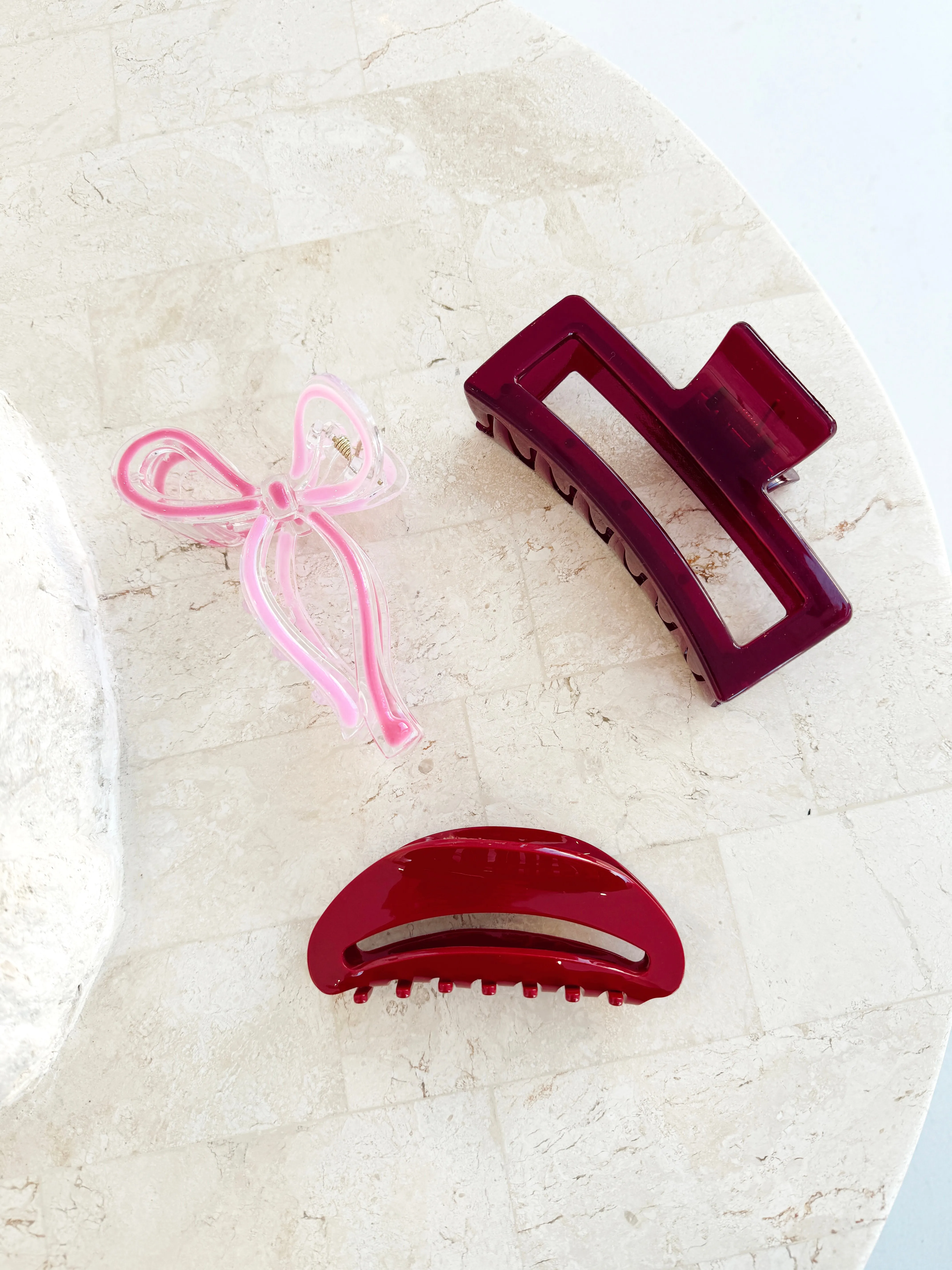 Bow Clip - Pink Two Tone Outline