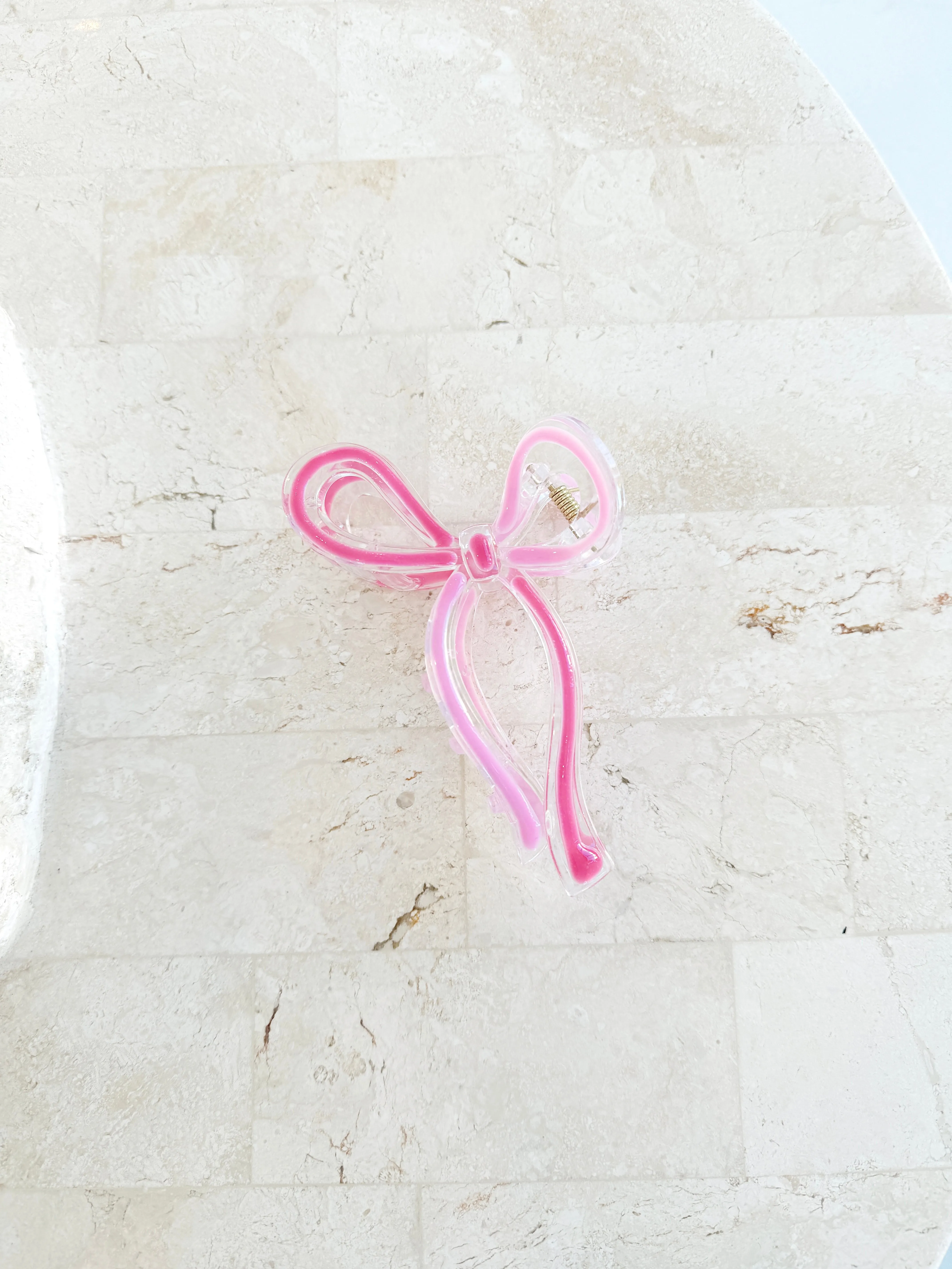 Bow Clip - Pink Two Tone Outline
