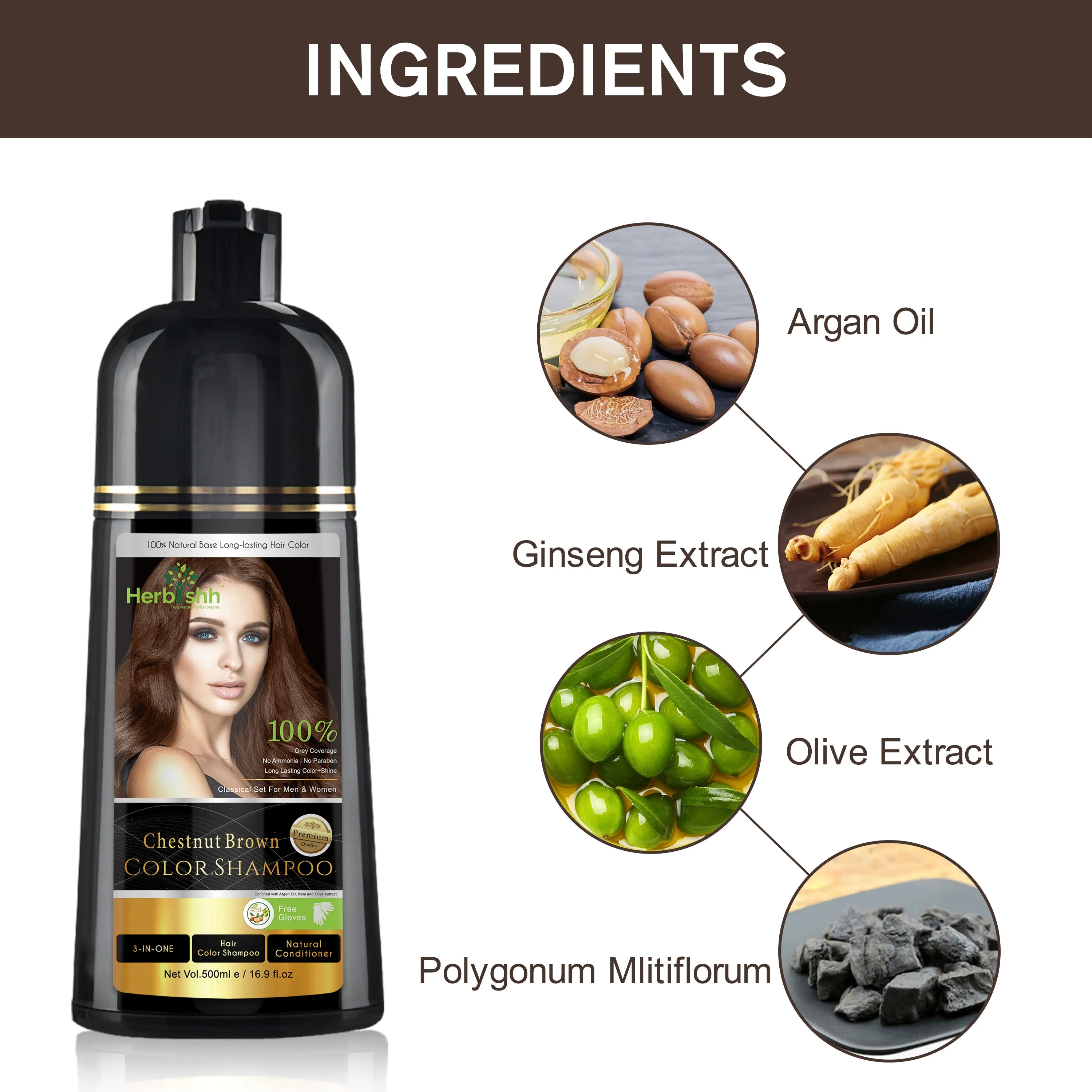 Chestnut Brown Herbishh Color Shampoo