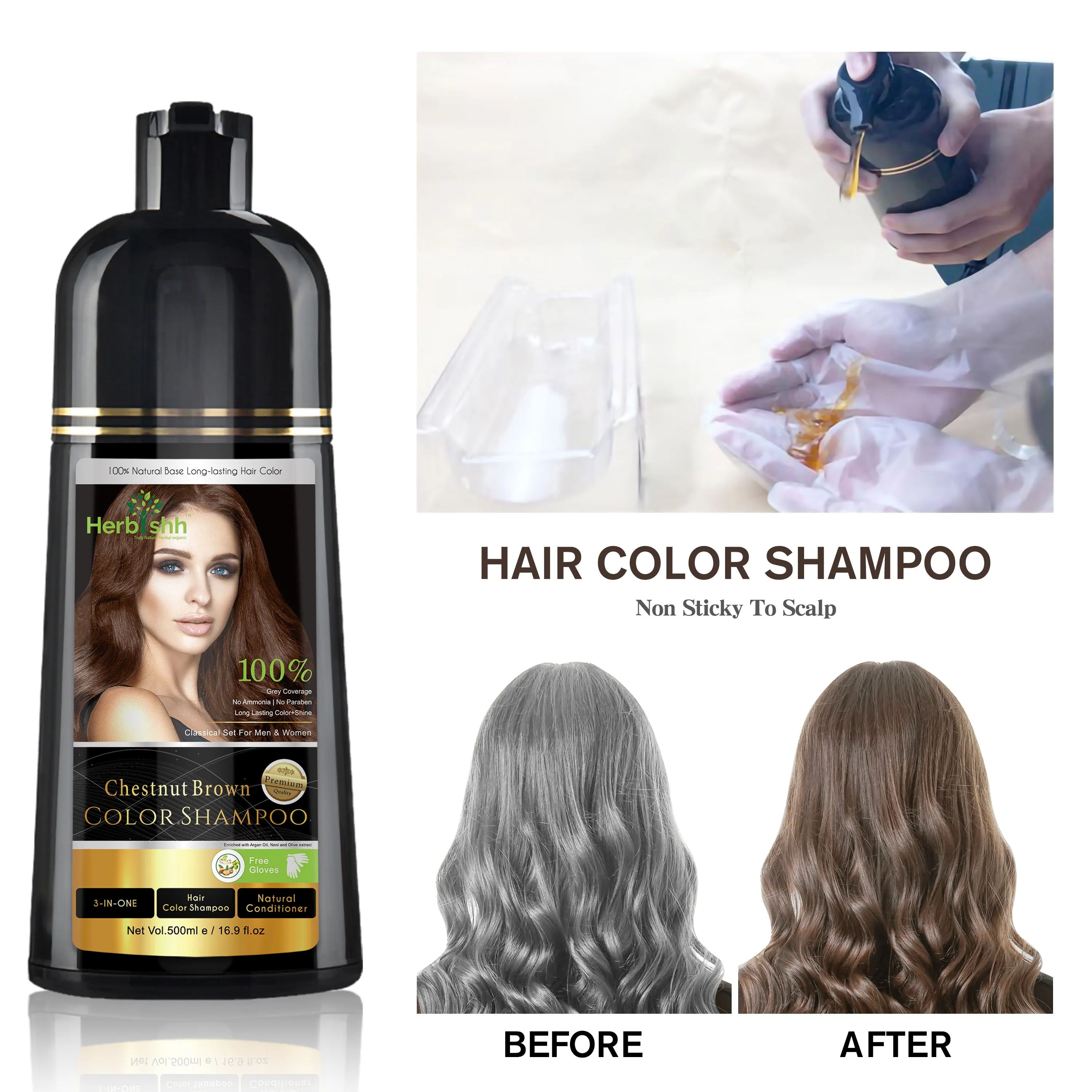 Chestnut Brown Herbishh Color Shampoo