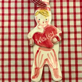 Christmas Boy Ornament - Red Heart