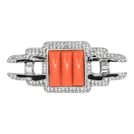 Coral & Crystal Deco Pin