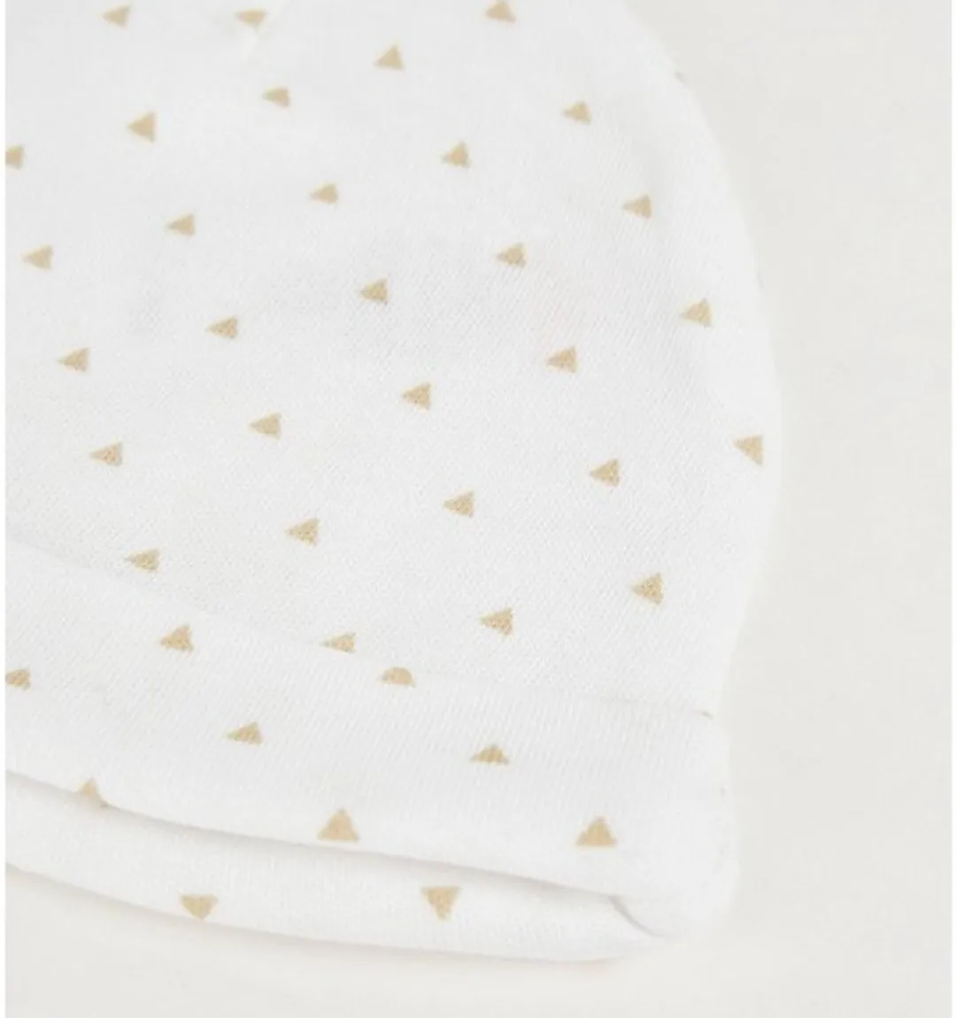 Cream Mini Triangle Baby Hats 2 Pack