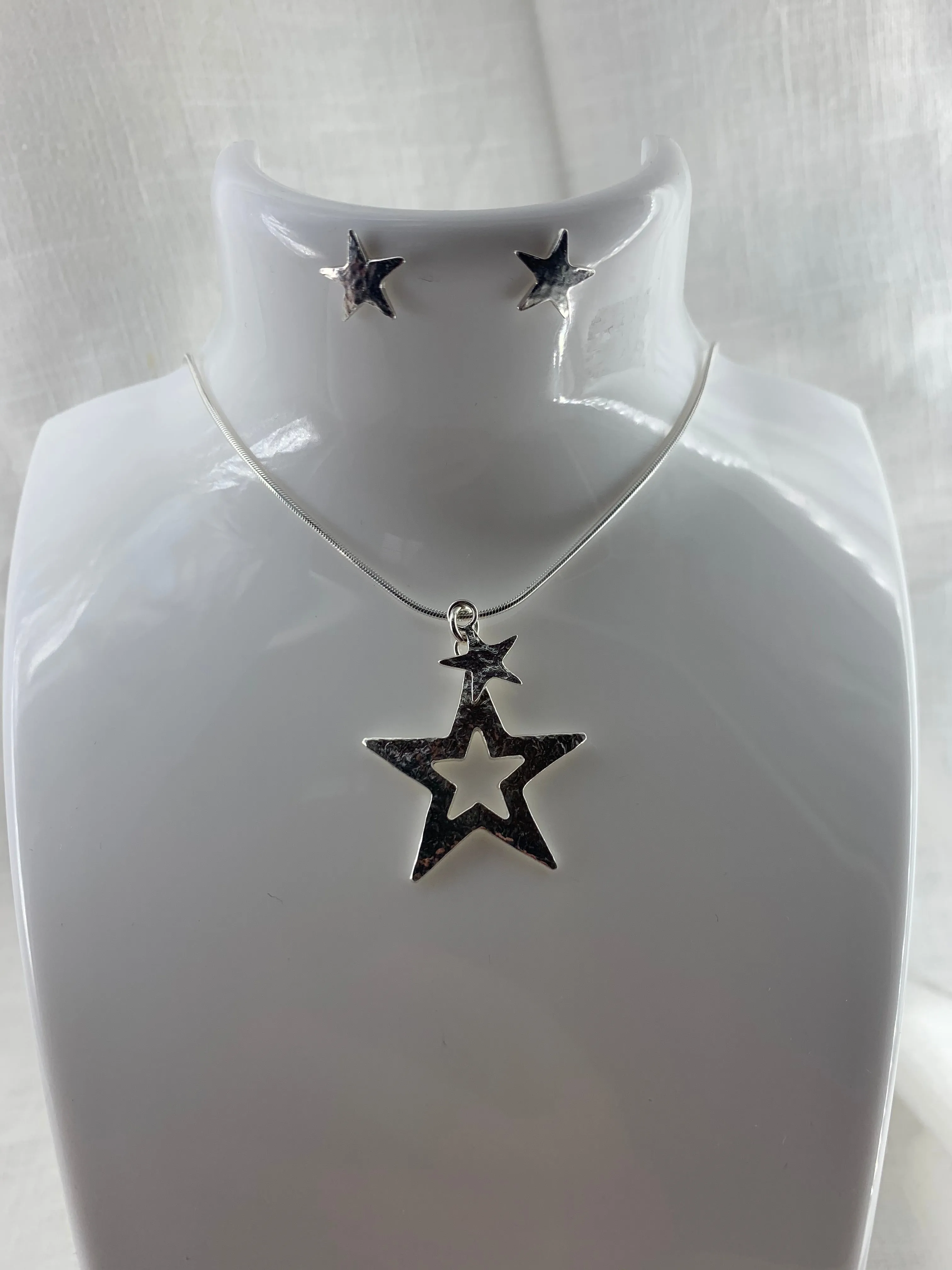 Cut-Out Silver Stars Pendant