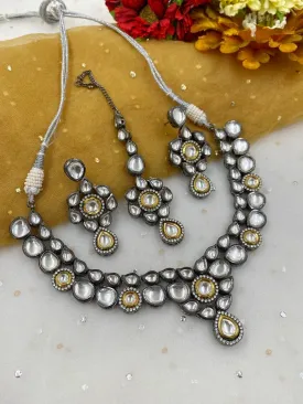 Designer Victorian Polki Oxidized Kundan Necklace For Women Set By Gehna Shop