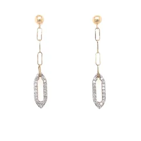 Diamond Paperclip Design Dangle Earrings