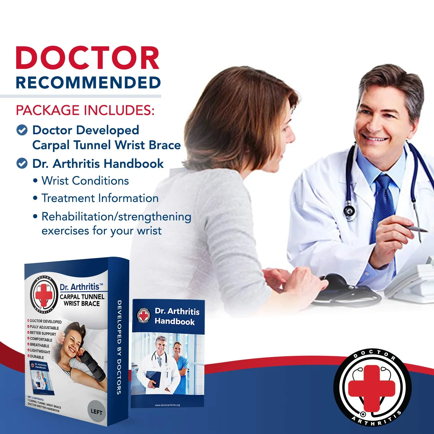 Doctor Developed Carpal Tunnel Wrist brace, Relief for carpal tunnel, wrist injuries, wrist support for arthritis, hand support with wrist splint (Left Hand)