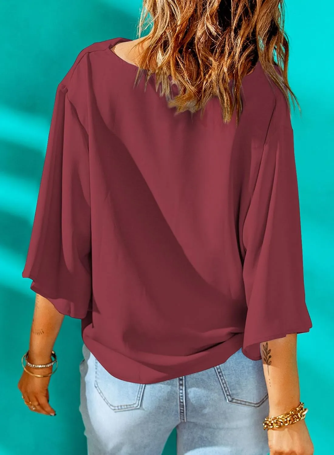 Dokotoo Womens Blouses and Tops Short Sleeve Chiffon Shirts and Tops