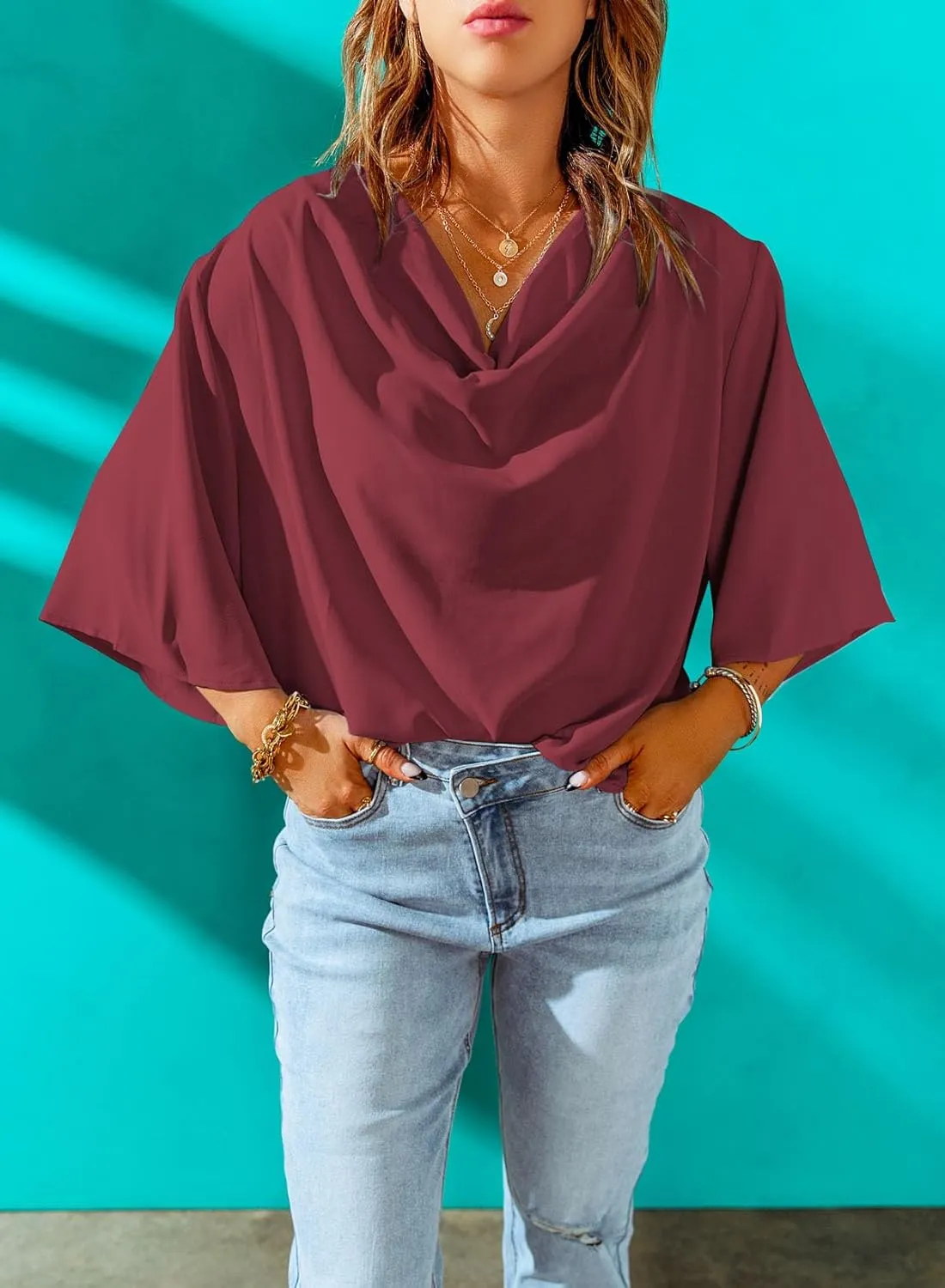Dokotoo Womens Blouses and Tops Short Sleeve Chiffon Shirts and Tops