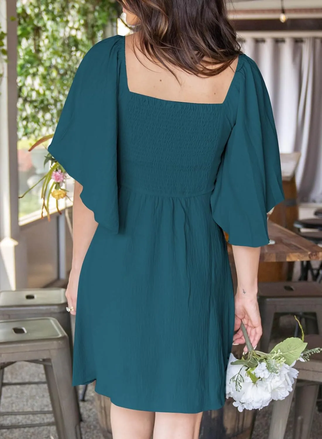 Dokotoo Womens Dresses 2025 Spring Summer Deep V Neck Elegant Bow tie Mini Dress S-XL